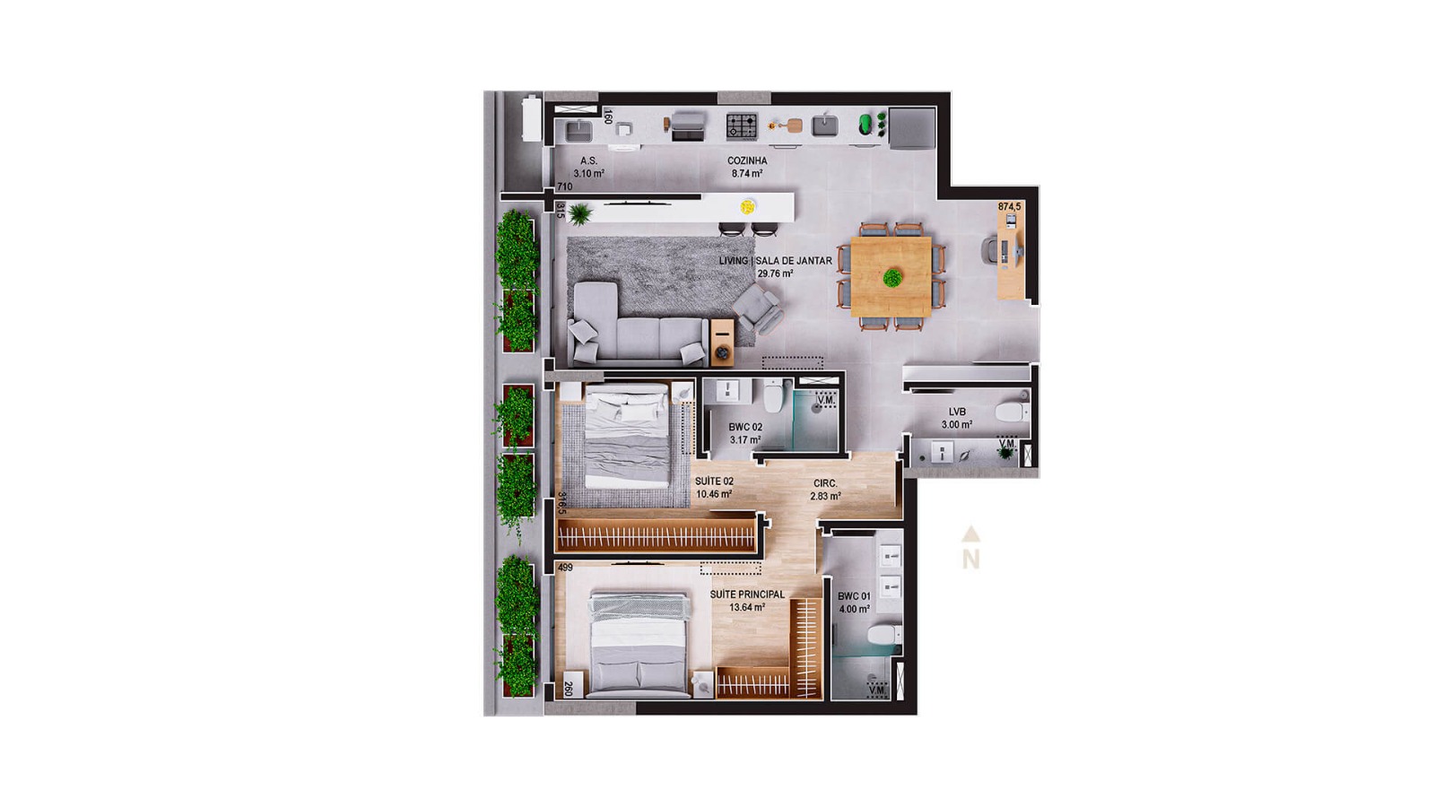 D/YARD 1003 - APARTAMENTO 2 SUÍTES - CENTRO - FLORIANÓPOLIS